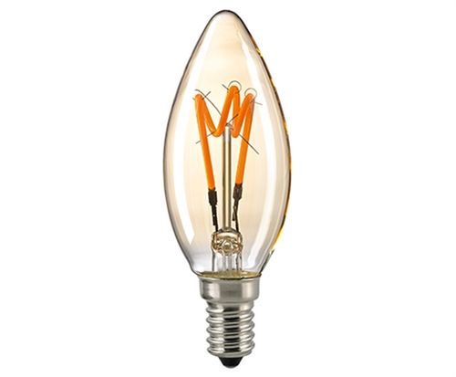 LED Kerzenlampe - Klar  E-14 - 2,5 Watt (15W)  1.800 Kelvin - Dimmbar "Gold" Curved-Line