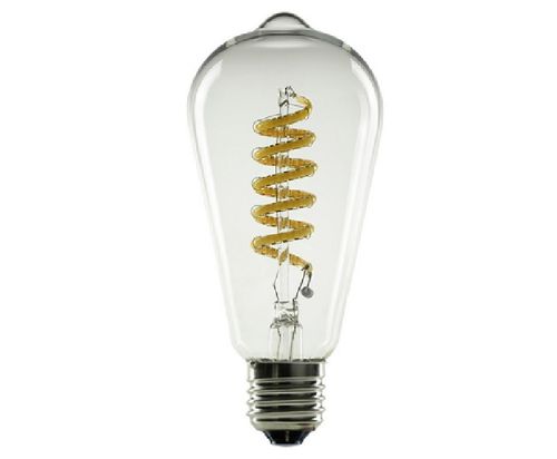 LED Rustikalampe Klar Curved-Line - "Spirale" E-27 - 6,2 Watt (39W) 2000-2700 Kelvin Ambient Dimming