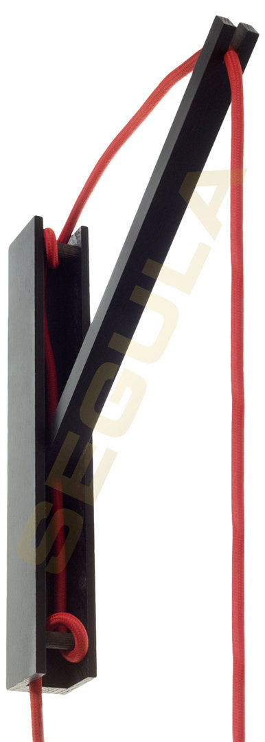 Pendelleuchte Pinocchio - Set - Schwarze Lampenfassung - E27 - Textilkabel  Rot - 180cm - max. 57 Watt - Wandhalterung Holz - 80533 zwoM-LED