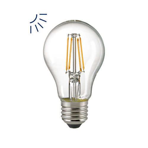 LED Glühlampe - Klar  . E-27 - 7,0 Watt (60W) 2.700 Kelvin Dämmerungssensor