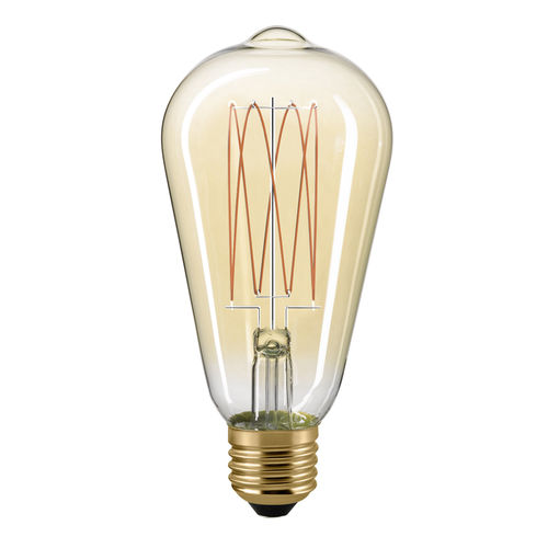 LED Rustika Lampe "Golden-Glass" - E-27  7,0 Watt (50W) - 2.500 K Curved - Dimmbar