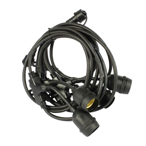 Lichterkette Modul T2 Kabel schwarz 500cm Fassungen 5 x E27 Gummidichtungen  Außenbeleuchtung