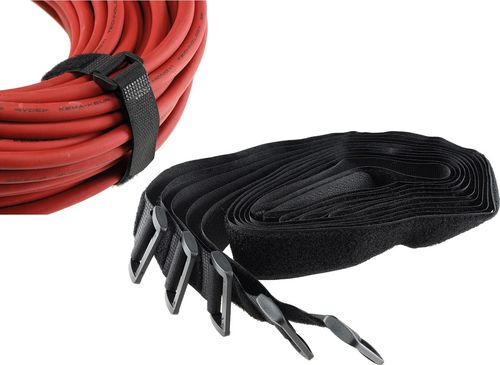 Kabel-Organizer Klettband mit Öse schwarz - 80 x 3 cm Packung mit 5 Stück